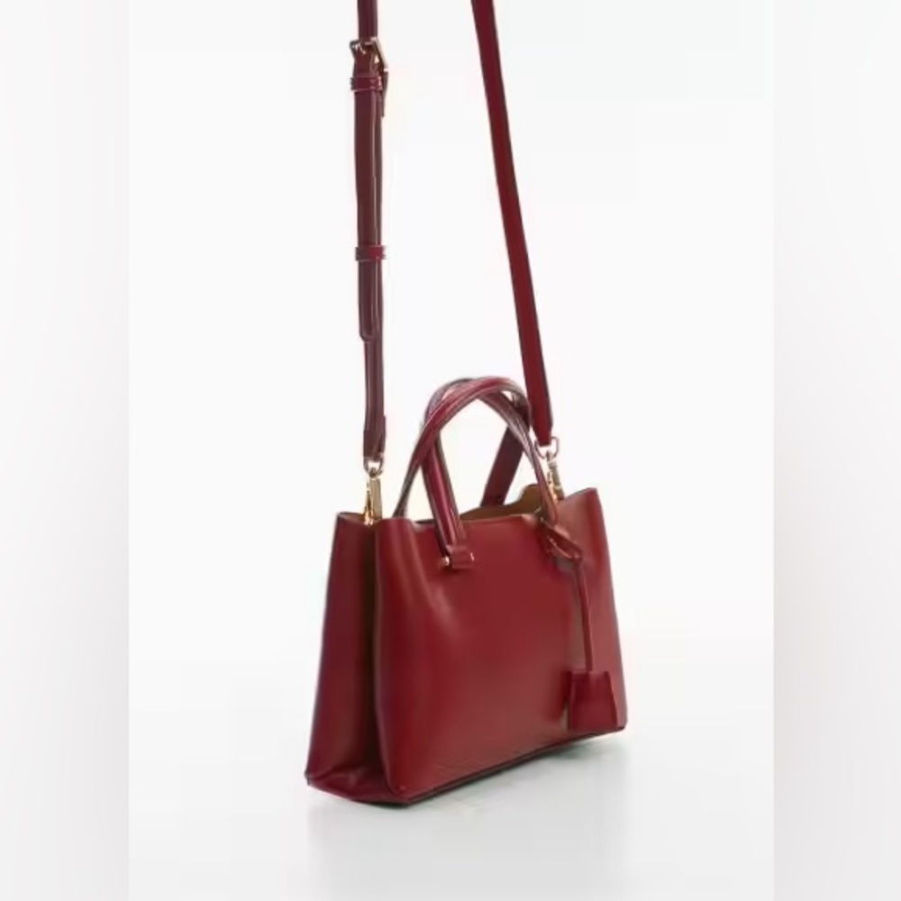 Mango Burgundy Double Compartment Cross Body Bag